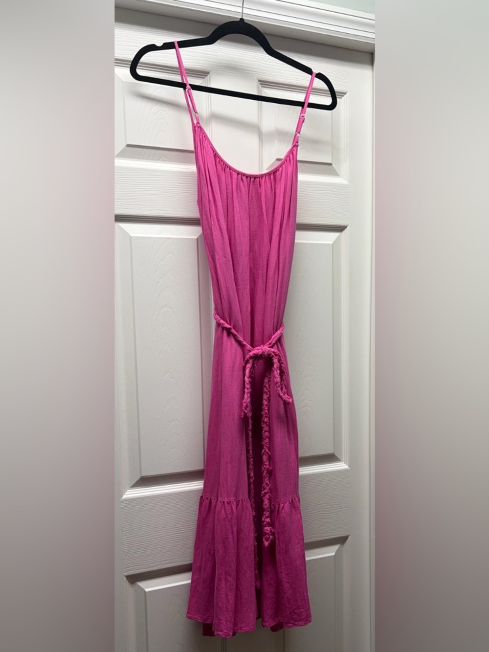 Sugarlips Hot Pink Sleeveless Maxi Dress with Braided Belt